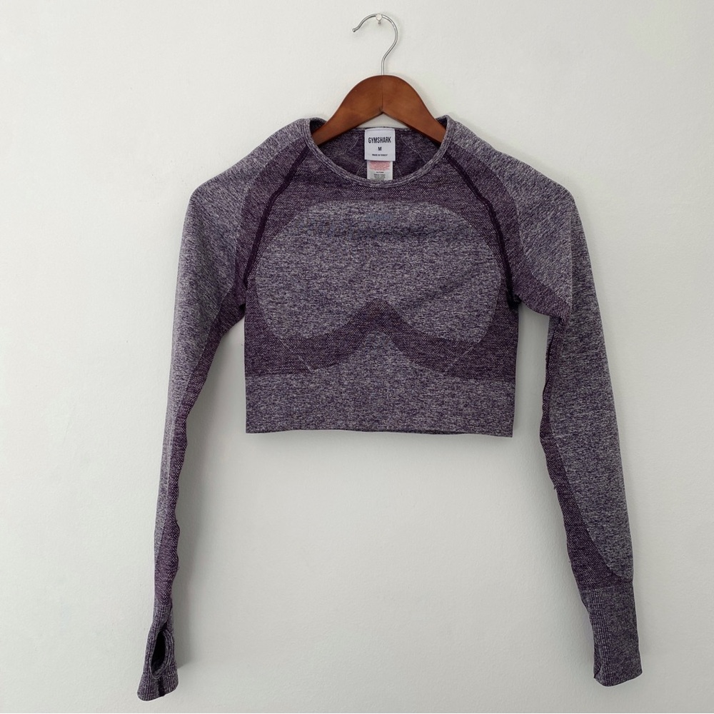 Gymshark vital Seamless 2.0 long sleeve crop top in purple marl women’s size m